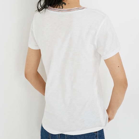 Madewell White Whisper Cotton Ringer Tee - Picture 6 of 7